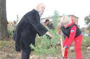 В.В. Сошнева и Н.А. Козьякова сажают деревья в Центральном парке